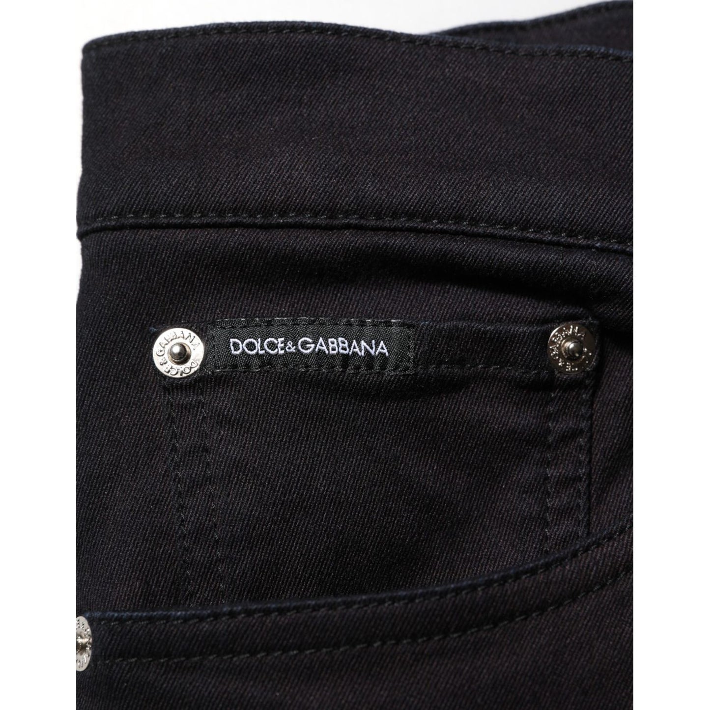 Dolce & Gabbana Black Cotton Blend Skinny Men Trouser Pants Dolce & Gabbana