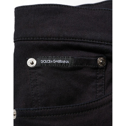 Dolce & Gabbana Black Cotton Blend Skinny Men Trouser Pants Dolce & Gabbana