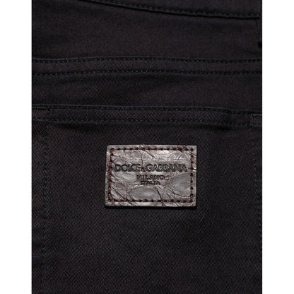 Dolce & Gabbana Black Cotton Blend Skinny Men Trouser Pants Dolce & Gabbana