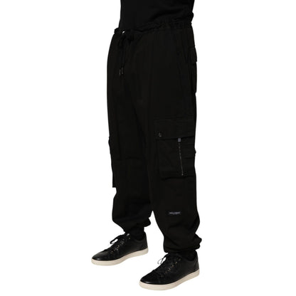 Dolce & Gabbana Black Cotton Cargo Jogger Sweatpants Pants Dolce & Gabbana