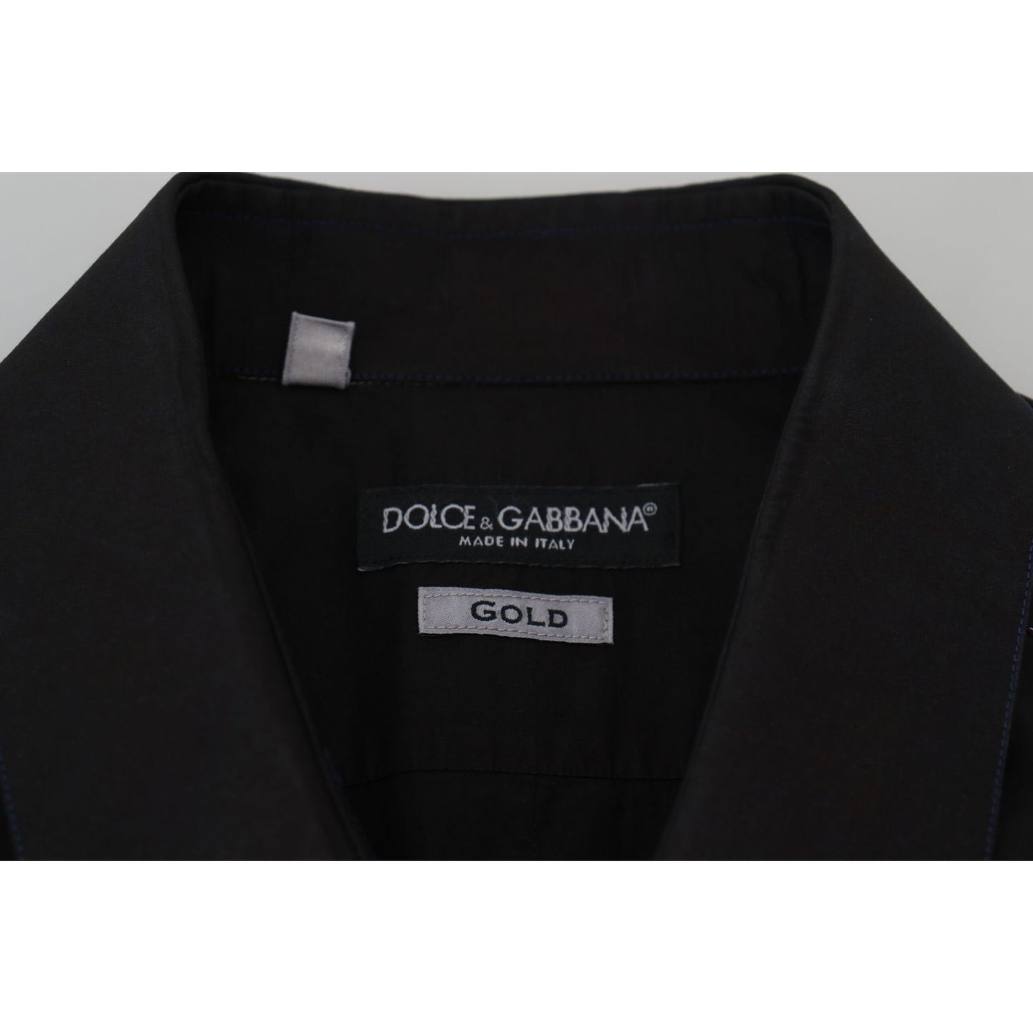 Dolce & Gabbana Black Cotton Collared Long Sleeve GOLD Shirt Dolce & Gabbana