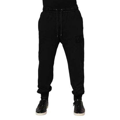 Dolce & Gabbana Black Cotton Drawstring Jogger Pants Dolce & Gabbana