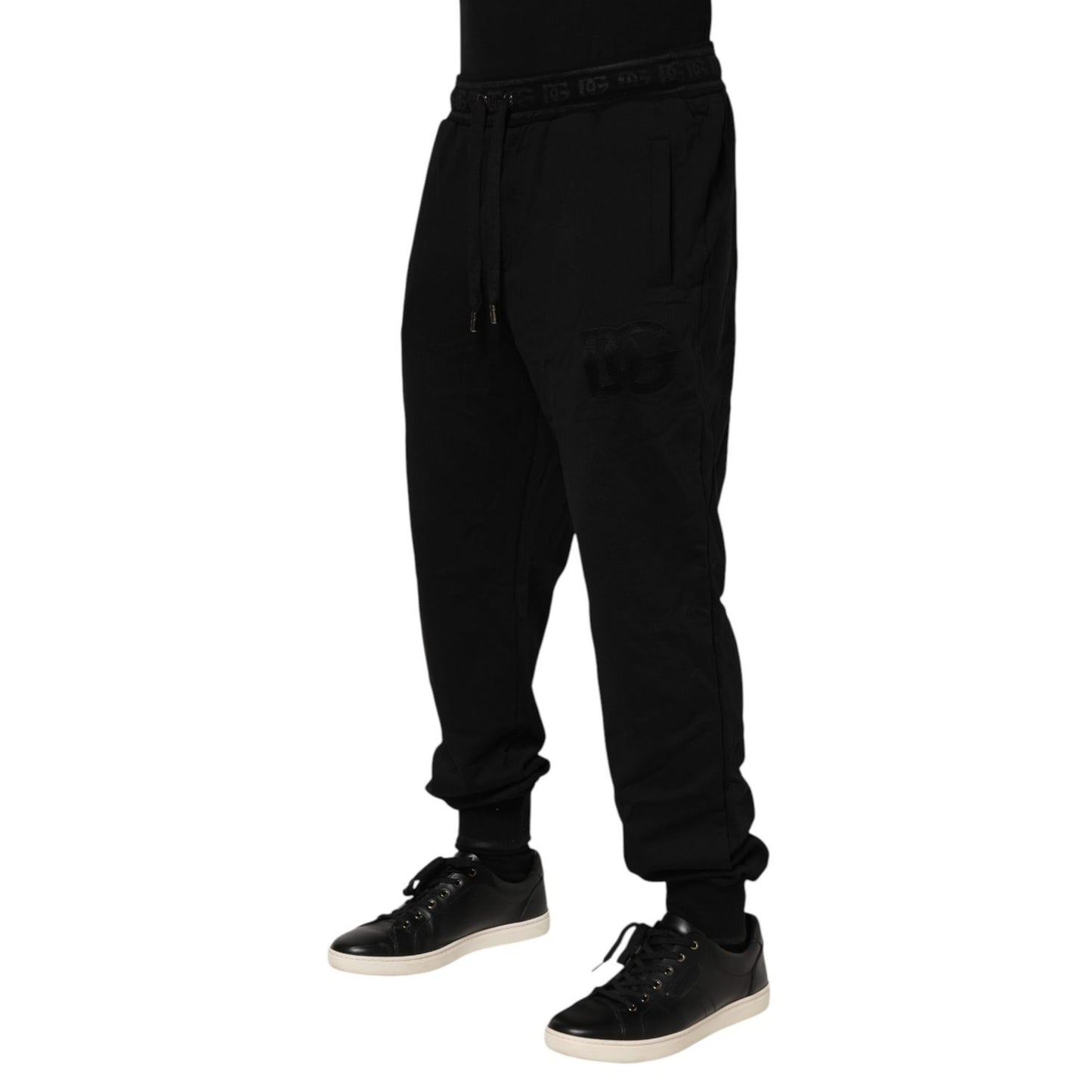 Dolce & Gabbana Black Cotton Drawstring Jogger Pants Dolce & Gabbana
