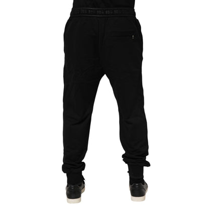 Dolce & Gabbana Black Cotton Drawstring Jogger Pants Dolce & Gabbana
