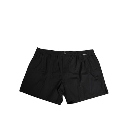 Dolce & Gabbana Black Cotton Elastic Waistband Button Swimwear Dolce & Gabbana