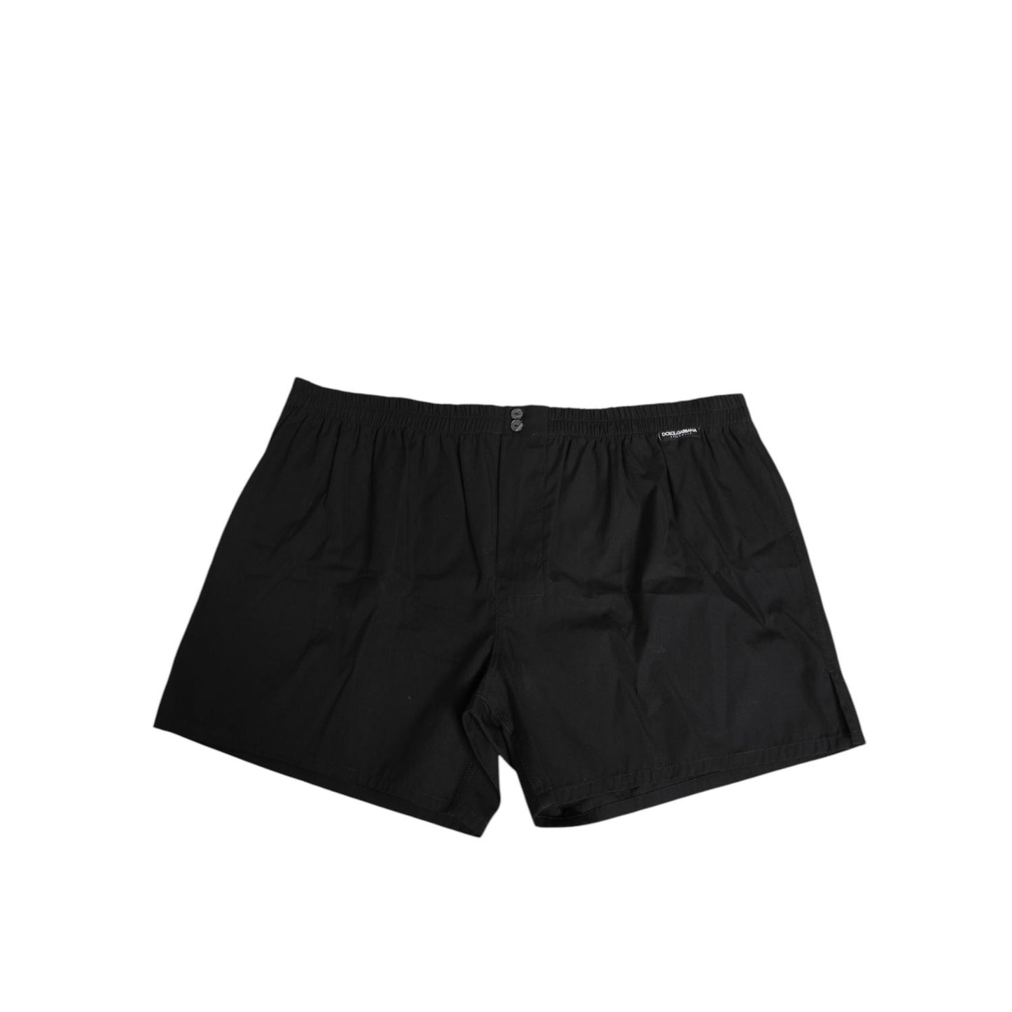 Dolce & Gabbana Black Cotton Elastic Waistband Button Swimwear Dolce & Gabbana