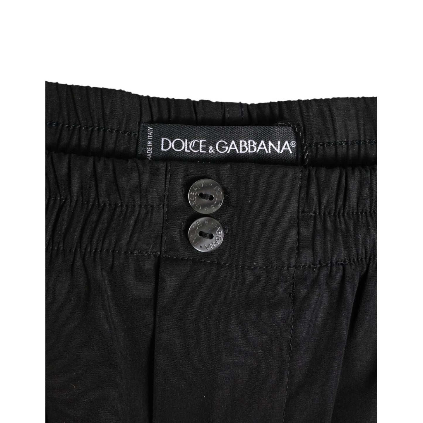 Dolce & Gabbana Black Cotton Elastic Waistband Button Swimwear Dolce & Gabbana