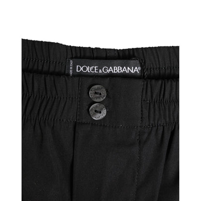 Dolce & Gabbana Black Cotton Elastic Waistband Button Swimwear Dolce & Gabbana