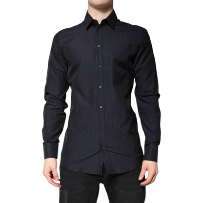 Dolce & Gabbana Black Cotton GOLD Men Dress Formal Shirt Dolce & Gabbana