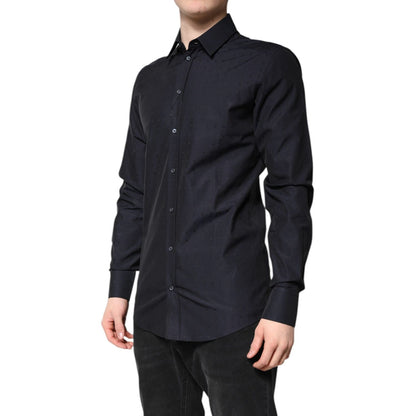Dolce & Gabbana Black Cotton GOLD Men Dress Formal Shirt Dolce & Gabbana