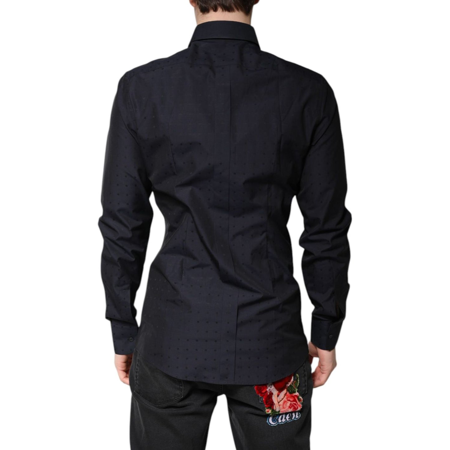 Dolce & Gabbana Black Cotton GOLD Men Dress Formal Shirt Dolce & Gabbana