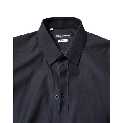 Dolce & Gabbana Black Cotton GOLD Men Dress Formal Shirt Dolce & Gabbana