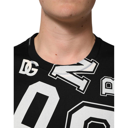 Dolce & Gabbana Black Cotton Letter Print Short Sleeve T-shirt