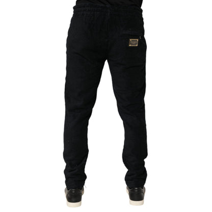 Dolce & Gabbana Black Cotton Logo Men Jogger Sweatpants Pants Dolce & Gabbana
