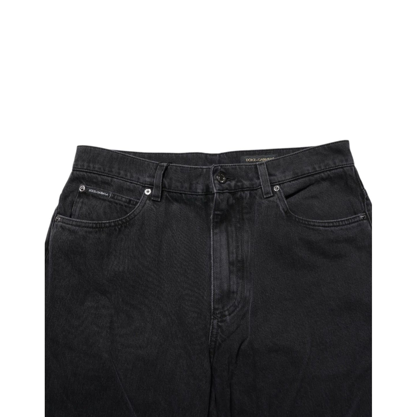 Dolce & Gabbana Black Cotton Logo Men Mid Waist Denim Jeans Dolce & Gabbana