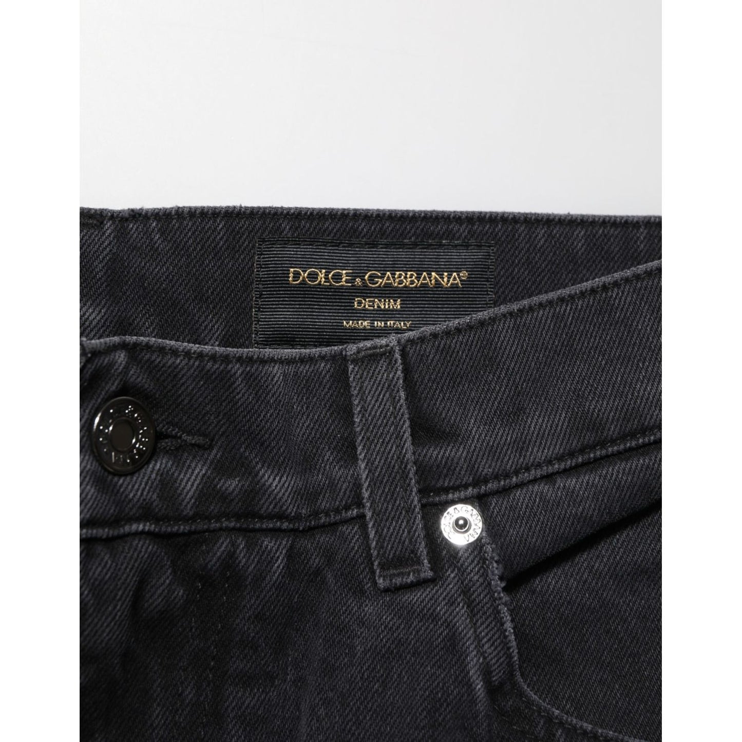 Dolce & Gabbana Black Cotton Logo Men Mid Waist Denim Jeans Dolce & Gabbana