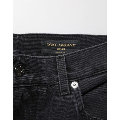 Dolce & Gabbana Black Cotton Logo Men Mid Waist Denim Jeans Dolce & Gabbana