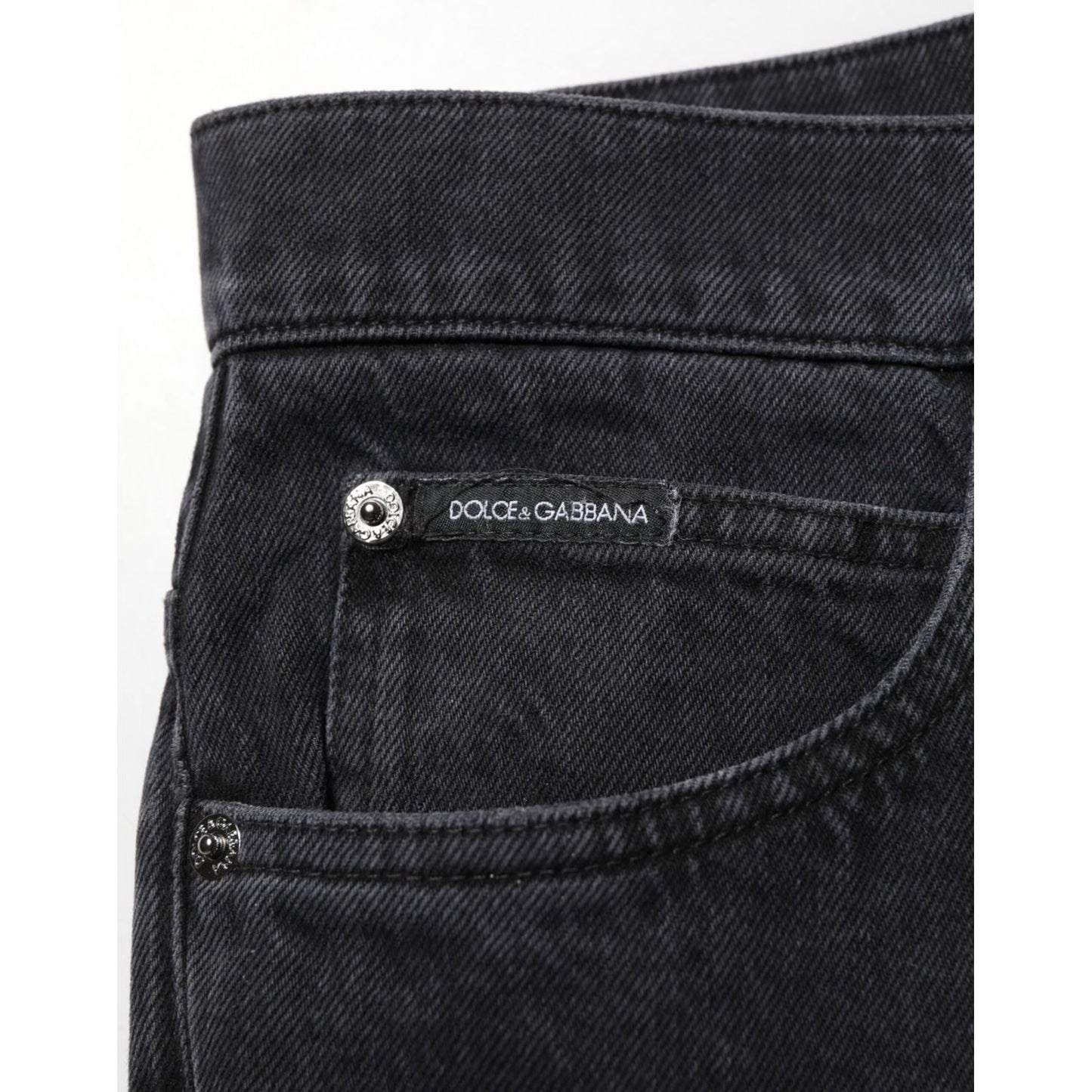 Dolce & Gabbana Black Cotton Logo Men Mid Waist Denim Jeans Dolce & Gabbana