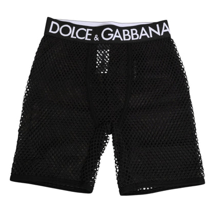 Dolce & Gabbana Black Cotton Logo Shorts Midi Trouser Underwear Dolce & Gabbana
