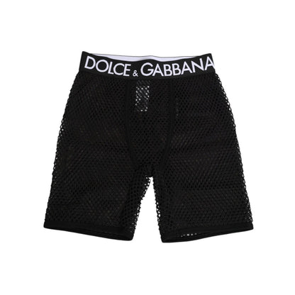 Dolce & Gabbana Black Cotton Logo Shorts Midi Trouser Underwear Dolce & Gabbana