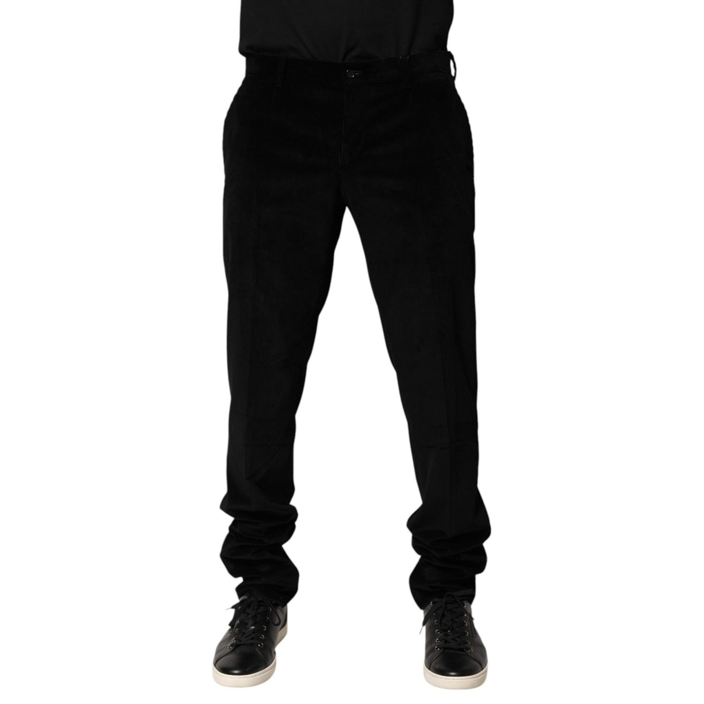 Dolce & Gabbana Black Cotton Men Dress Formal Trouser Pants Dolce & Gabbana
