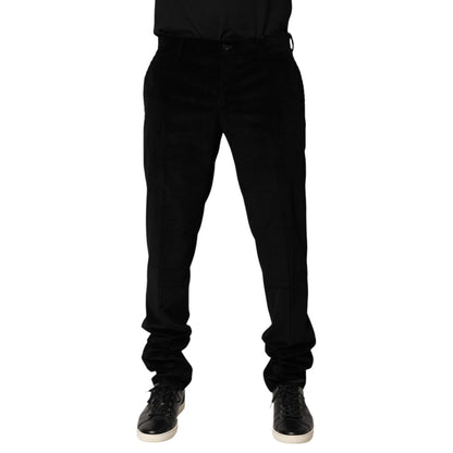 Dolce & Gabbana Black Cotton Men Dress Formal Trouser Pants Dolce & Gabbana