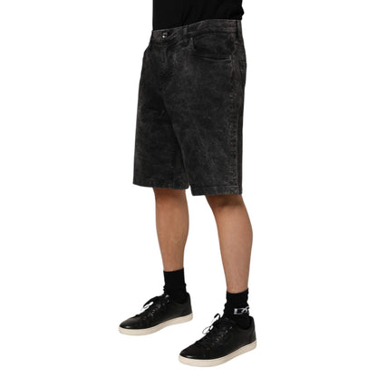 Dolce & Gabbana Black Cotton Mid Waist Denim Men Bermuda Short Dolce & Gabbana