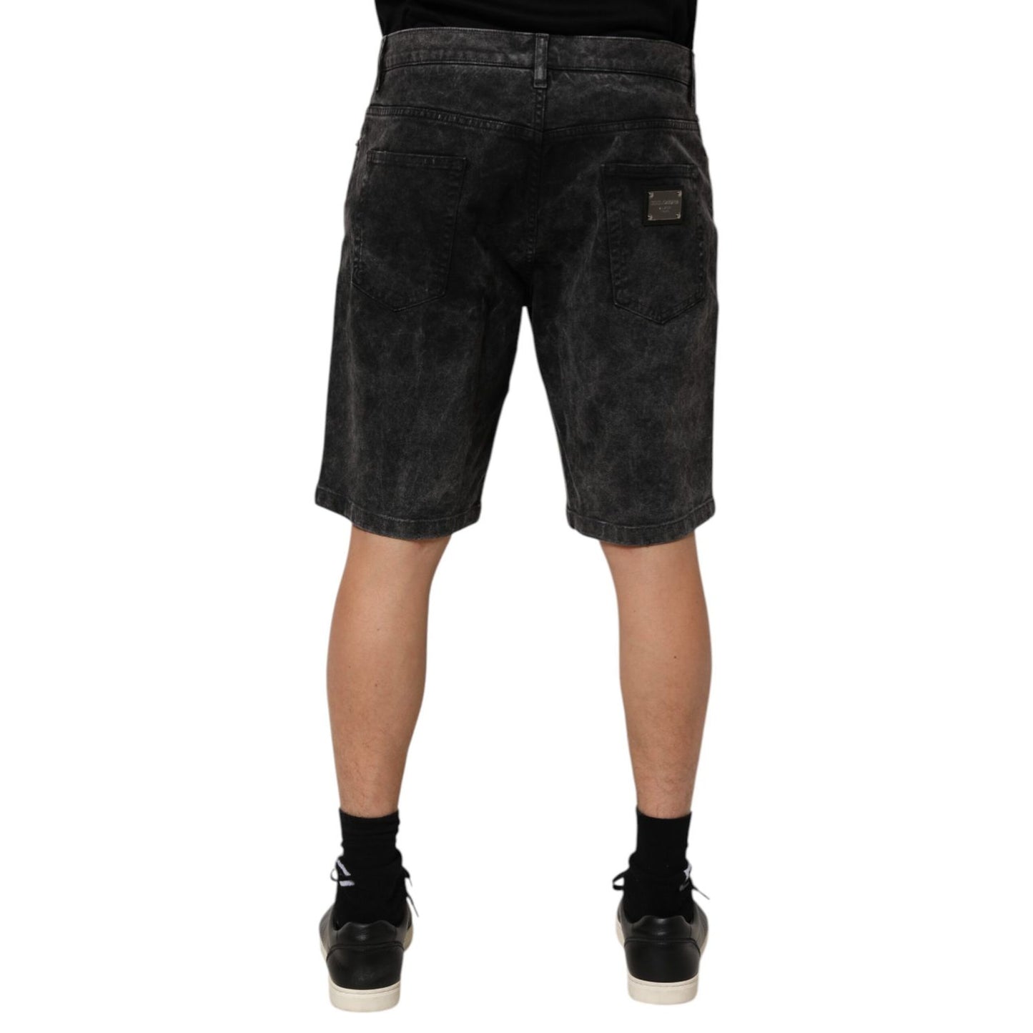 Dolce & Gabbana Black Cotton Mid Waist Denim Men Bermuda Short Dolce & Gabbana
