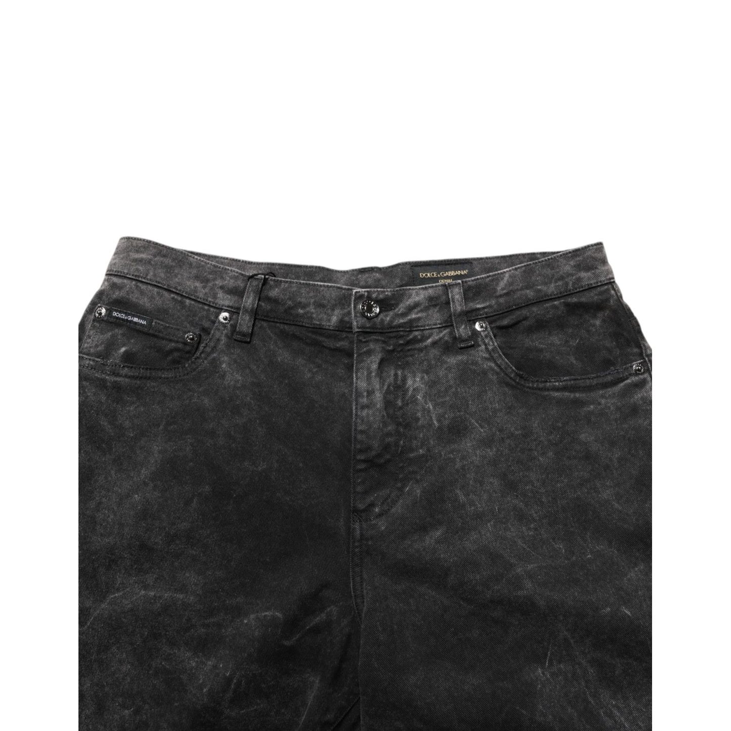 Dolce & Gabbana Black Cotton Mid Waist Denim Men Bermuda Short Dolce & Gabbana