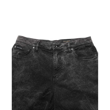 Dolce & Gabbana Black Cotton Mid Waist Denim Men Bermuda Short Dolce & Gabbana