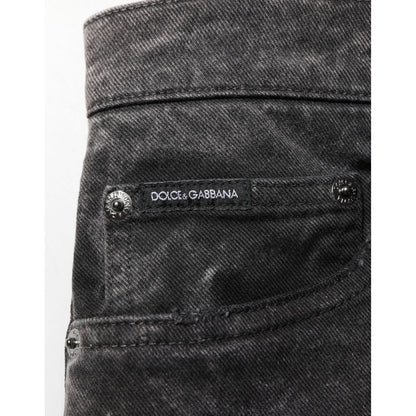 Dolce & Gabbana Black Cotton Mid Waist Denim Men Bermuda Short Dolce & Gabbana