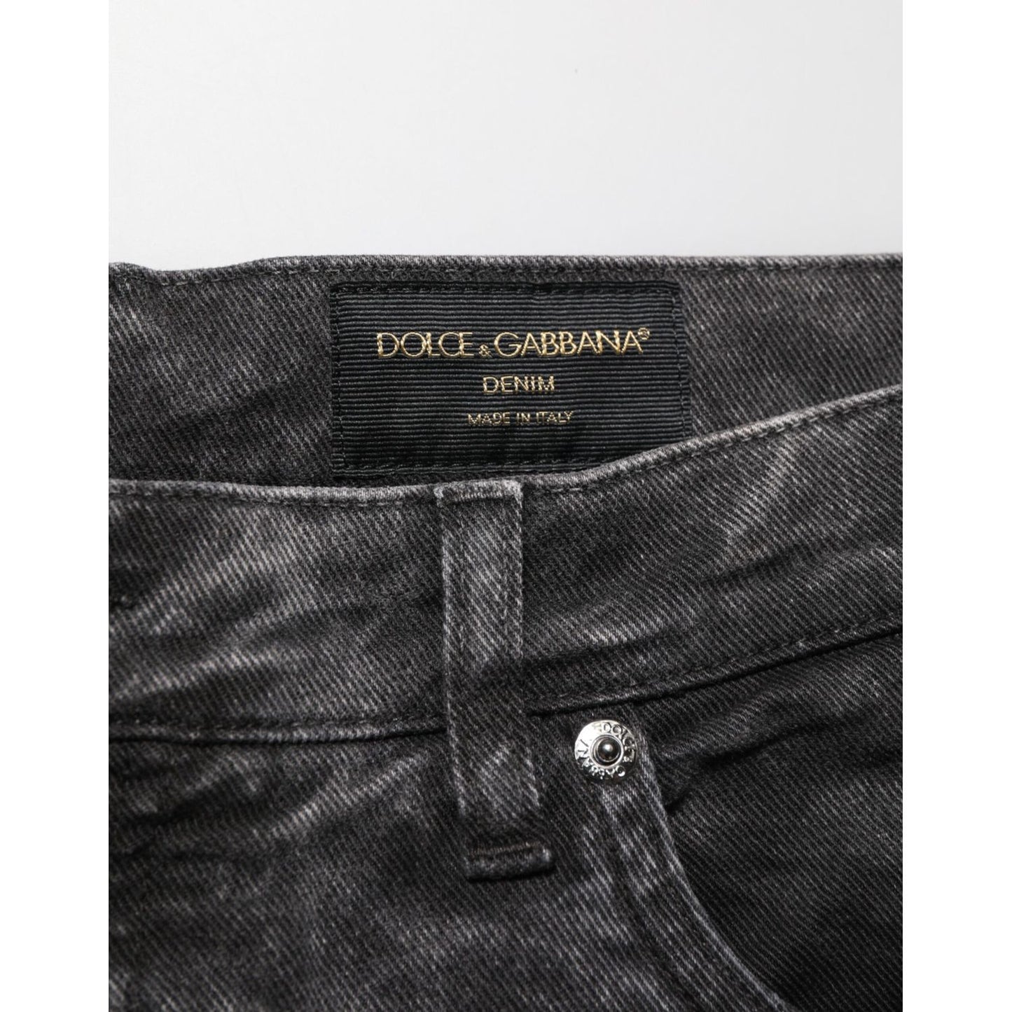 Dolce & Gabbana Black Cotton Mid Waist Denim Men Bermuda Short Dolce & Gabbana