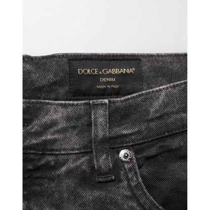 Dolce & Gabbana Black Cotton Mid Waist Denim Men Bermuda Short Dolce & Gabbana