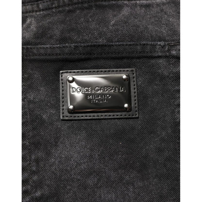 Dolce & Gabbana Black Cotton Mid Waist Denim Men Bermuda Short Dolce & Gabbana