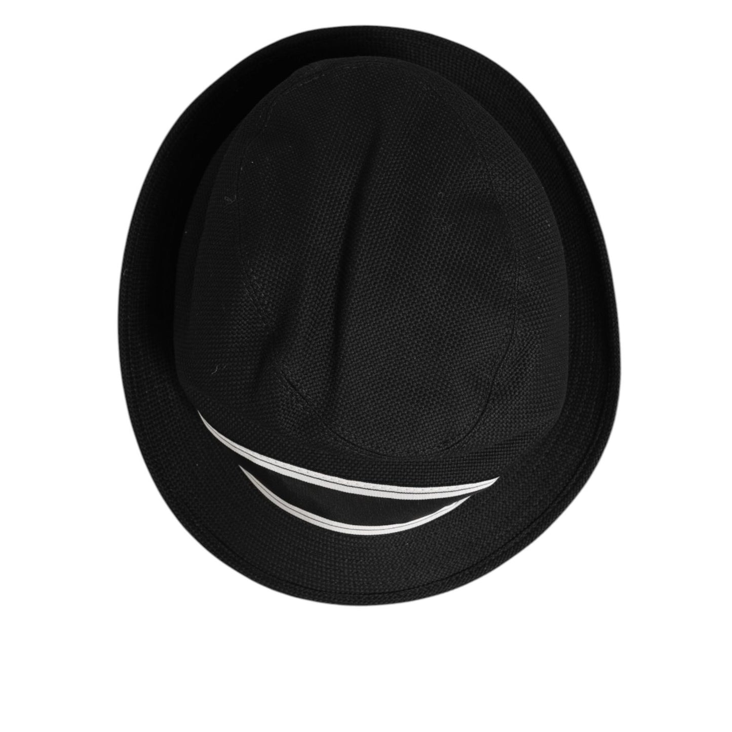 Dolce & Gabbana Black Cotton Polka Dot Lining Fedora Men Hat Dolce & Gabbana