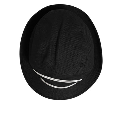 Dolce & Gabbana Black Cotton Polka Dot Lining Fedora Men Hat Dolce & Gabbana