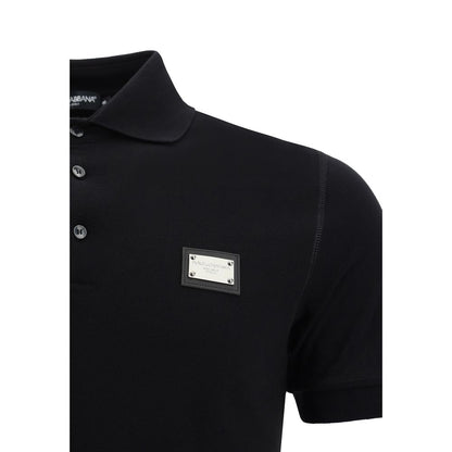 Dolce & Gabbana Black Cotton Polo Shirt