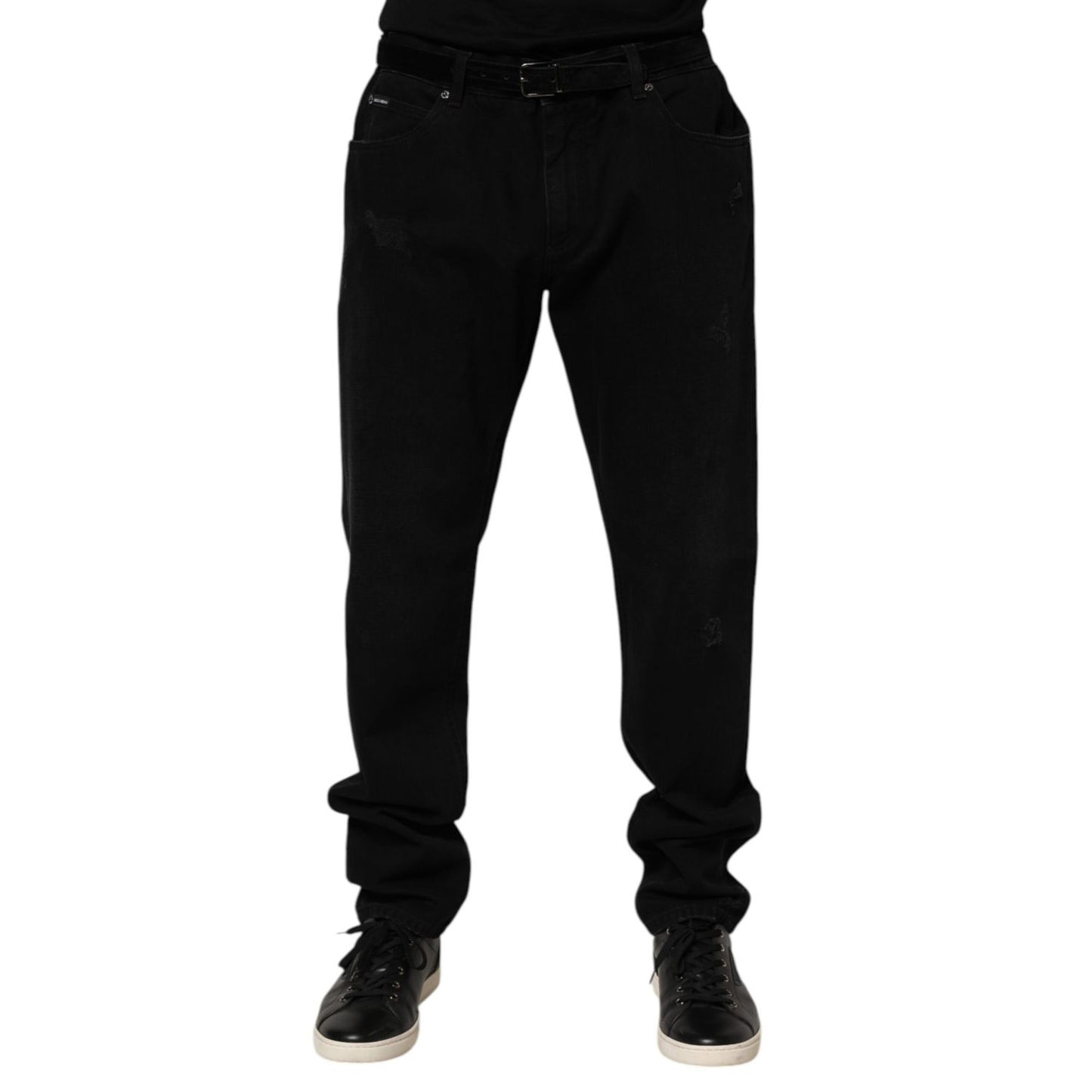 Dolce & Gabbana Black Cotton Regular Denim Men Trouser Jeans Dolce & Gabbana
