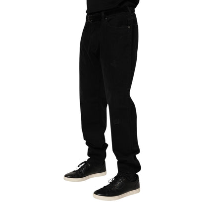 Dolce & Gabbana Black Cotton Regular Denim Men Trouser Jeans Dolce & Gabbana