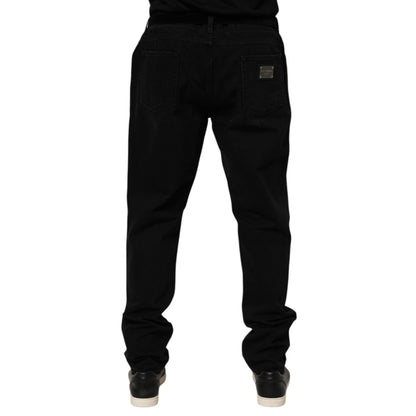 Dolce & Gabbana Black Cotton Regular Denim Men Trouser Jeans Dolce & Gabbana