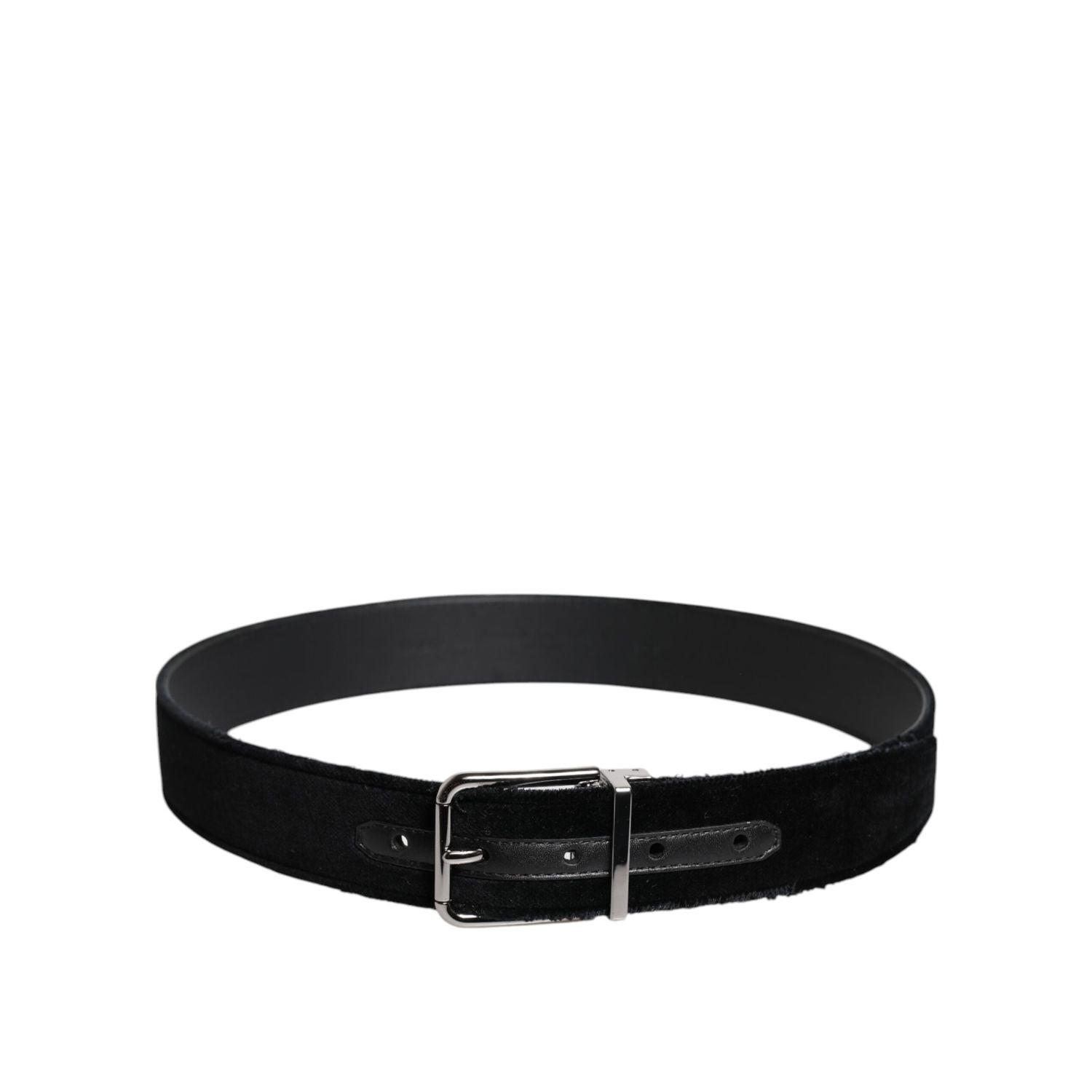 Dolce & Gabbana Black Cotton Silver Tone Metal Buckle Belt