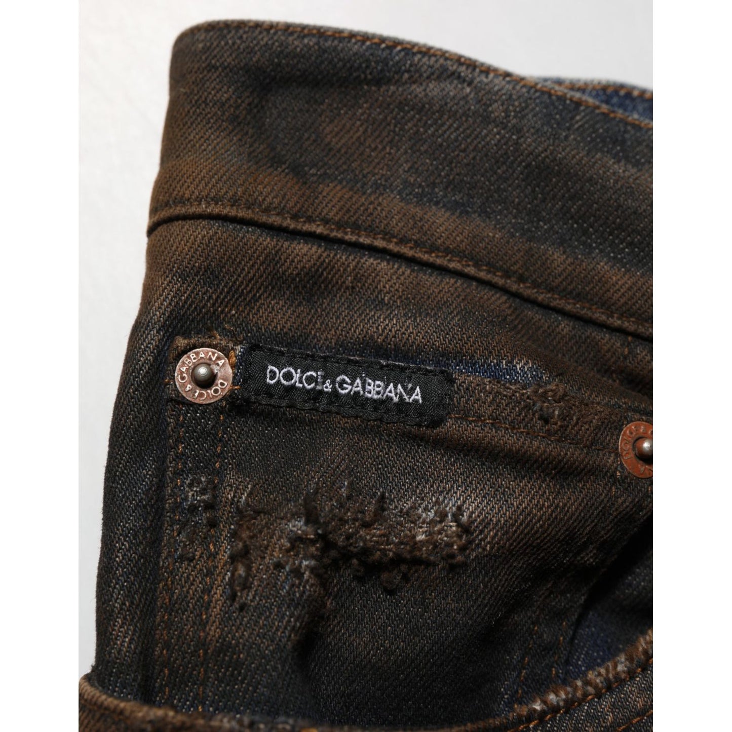 Dolce & Gabbana Black Cotton Skinny Tattered Men Denim Jeans Dolce & Gabbana