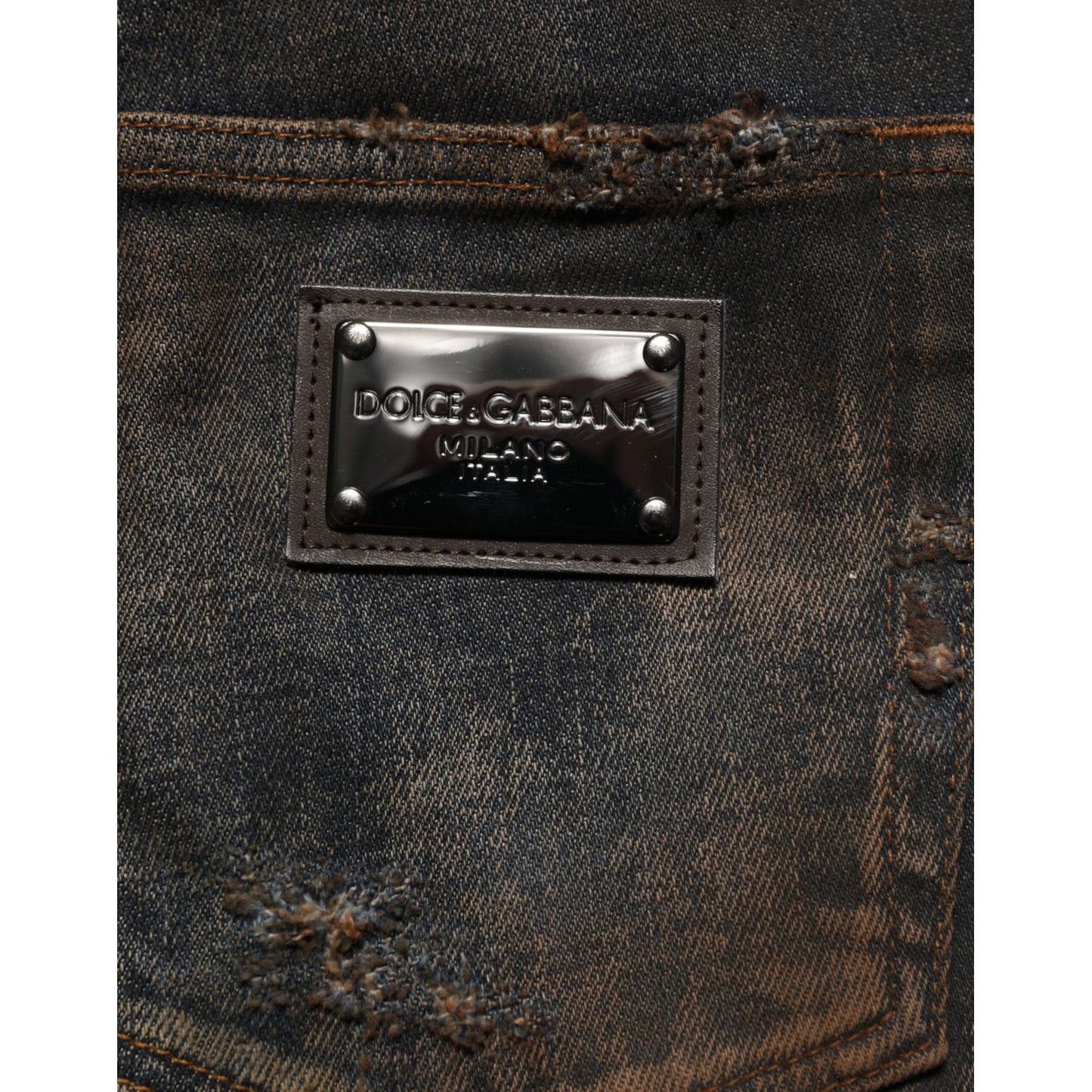 Dolce & Gabbana Black Cotton Skinny Tattered Men Denim Jeans Dolce & Gabbana