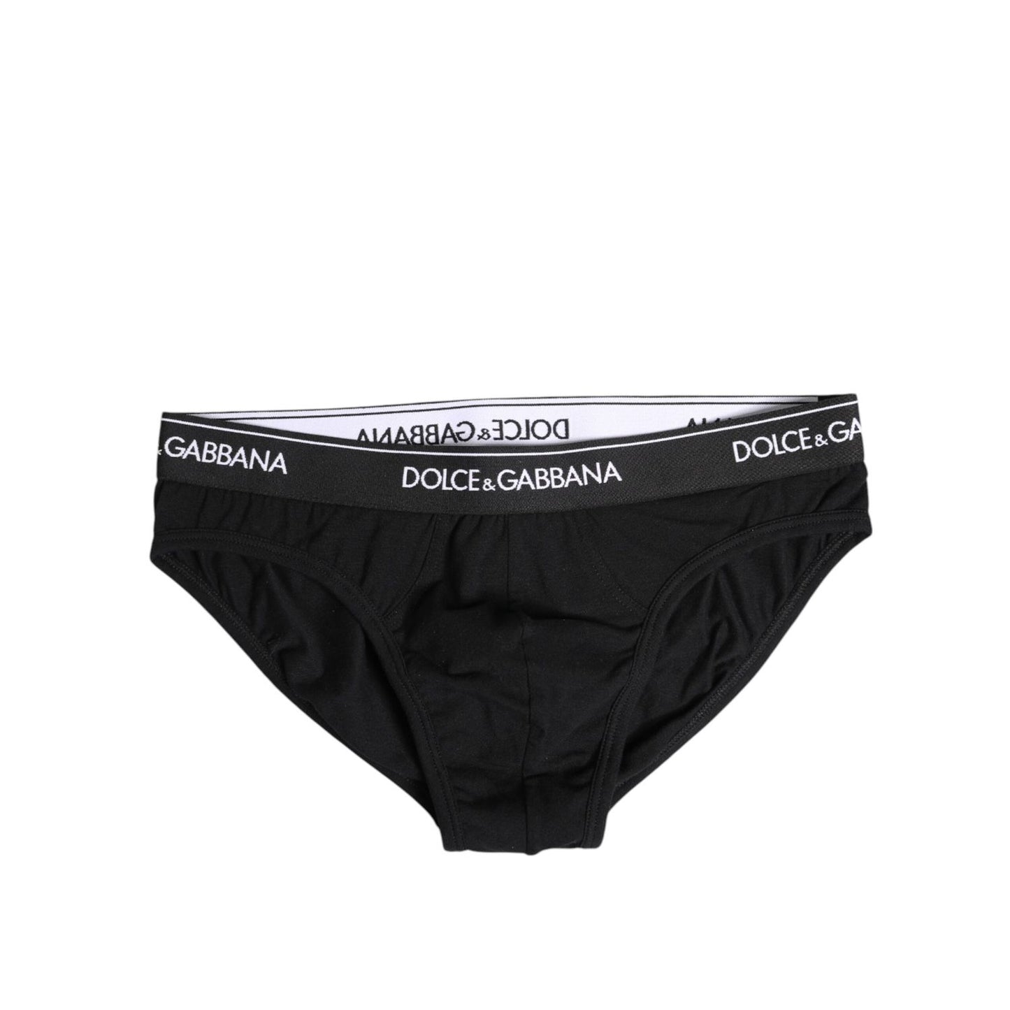 Dolce & Gabbana Black Cotton Stretch Regular Brief Underwear Dolce & Gabbana