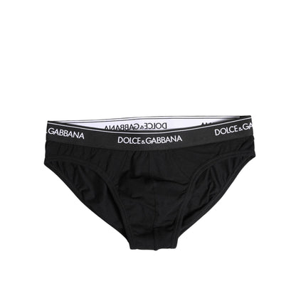 Dolce & Gabbana Black Cotton Stretch Regular Brief Underwear Dolce & Gabbana