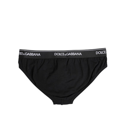 Dolce & Gabbana Black Cotton Stretch Regular Brief Underwear Dolce & Gabbana