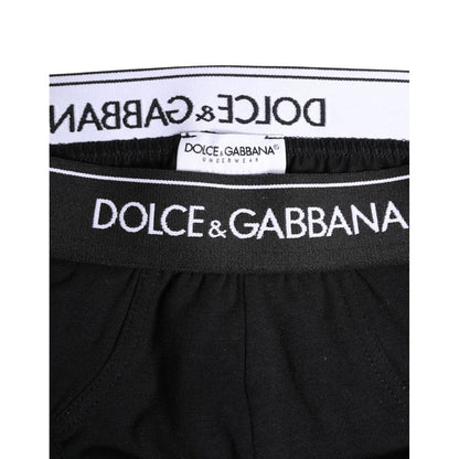 Dolce & Gabbana Black Cotton Stretch Regular Brief Underwear Dolce & Gabbana