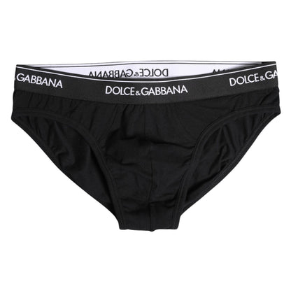 Dolce & Gabbana Black Cotton Stretch Regular Brief Underwear Dolce & Gabbana