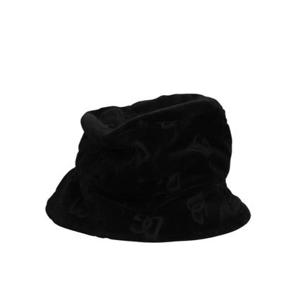 Dolce & Gabbana Black Cotton Suede Bucket Logo Capello Hat