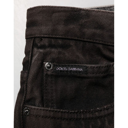Dolce & Gabbana Black Cotton Tattered Denim Men Bermuda Short Dolce & Gabbana